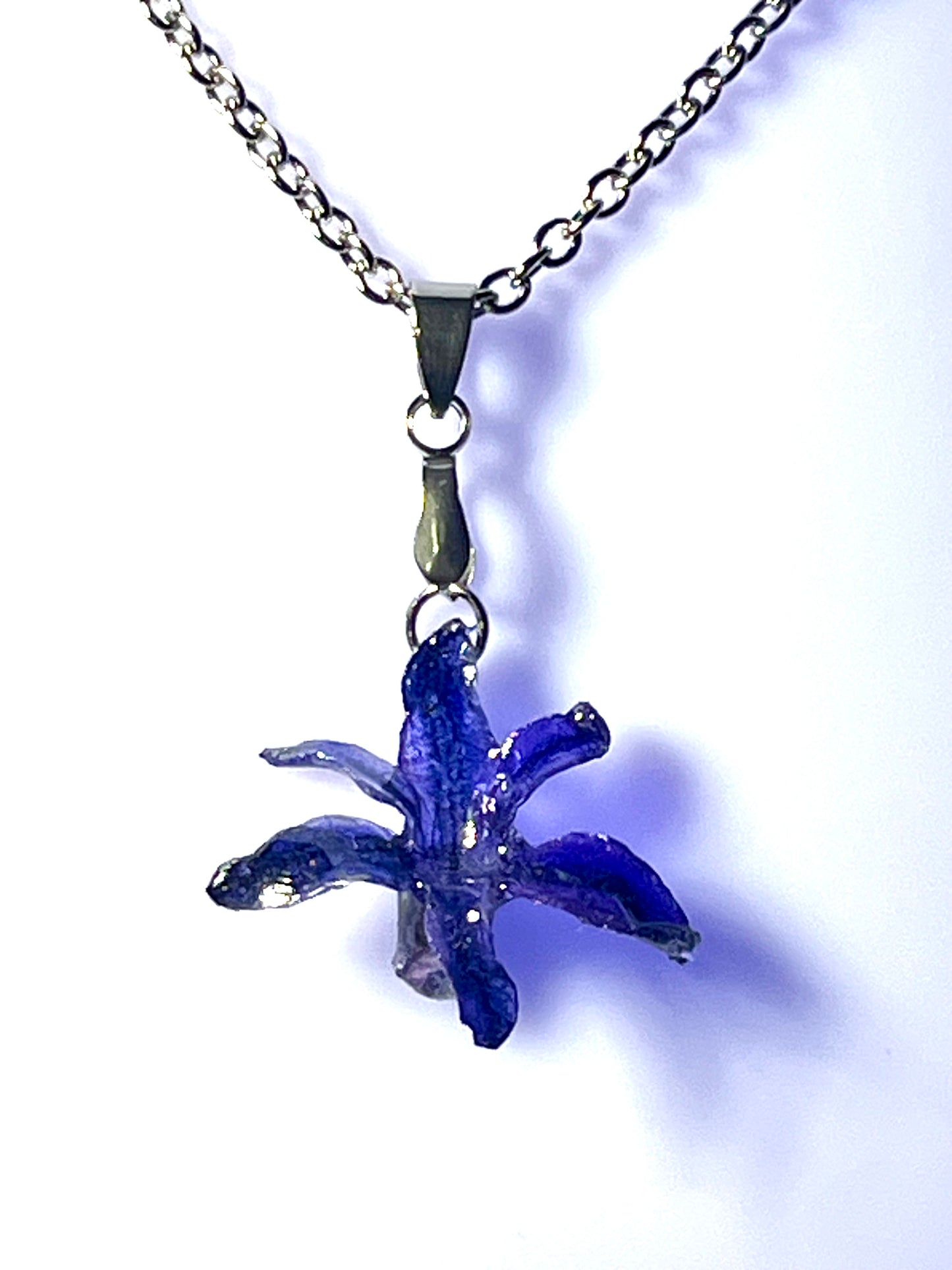Collier fleur de Jacynthe bleue