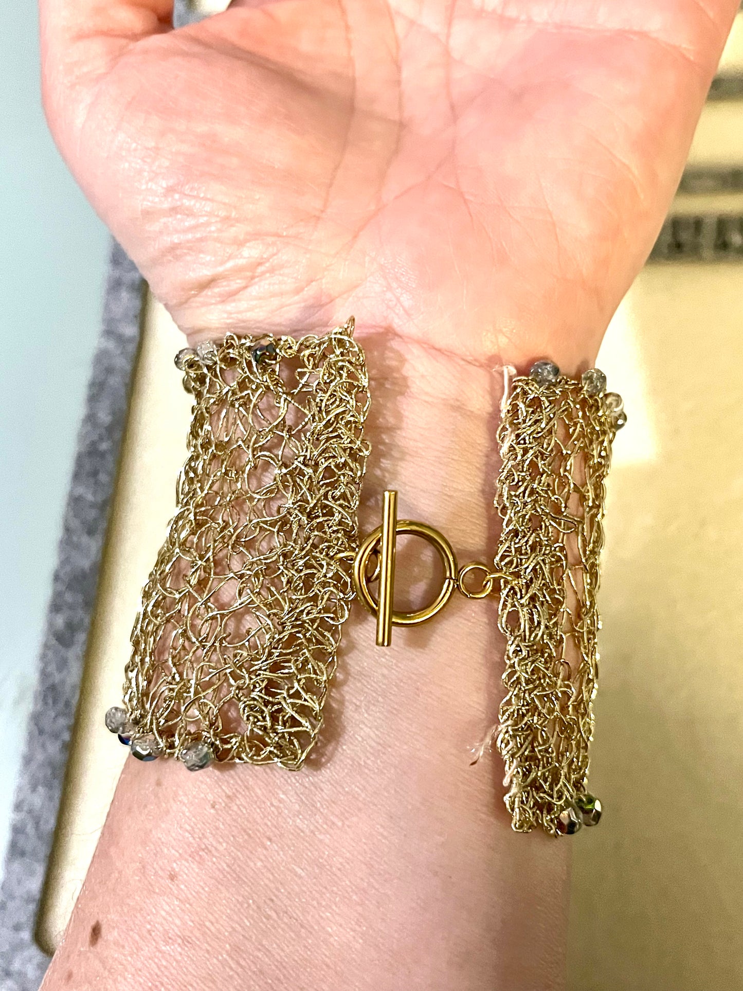 ✨ Bracelet Manchette en Crochet Métallique ✨