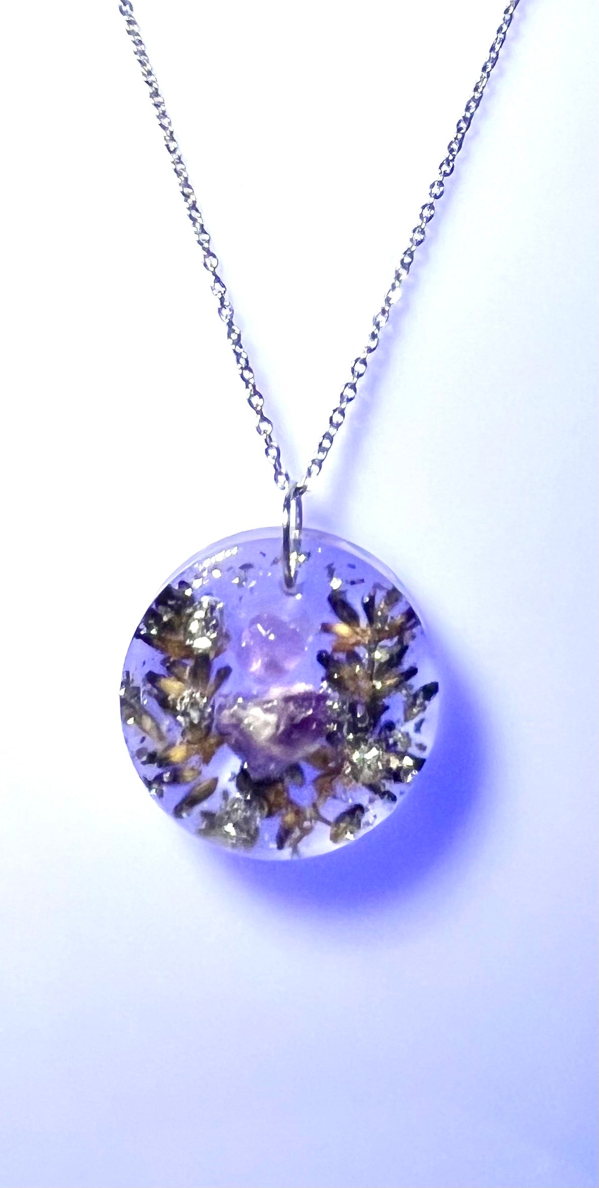 Collier Bien-être Lavande & Améthyste – Fleur naturelle et pierre naturelle