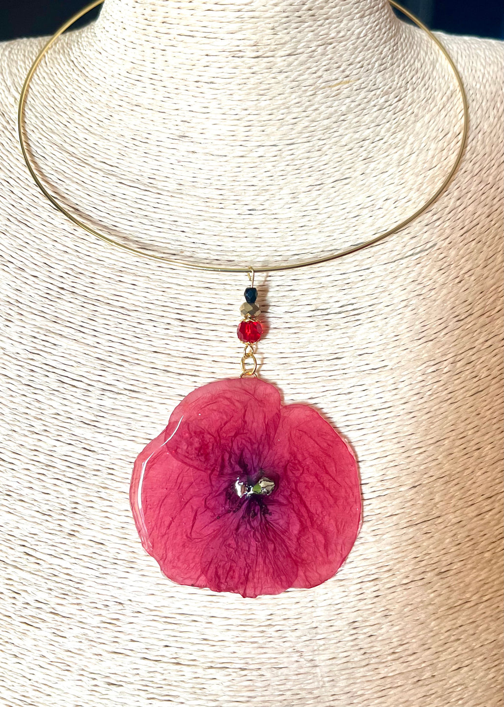 Collier Coquelicot – Fleur Naturelle Préservée