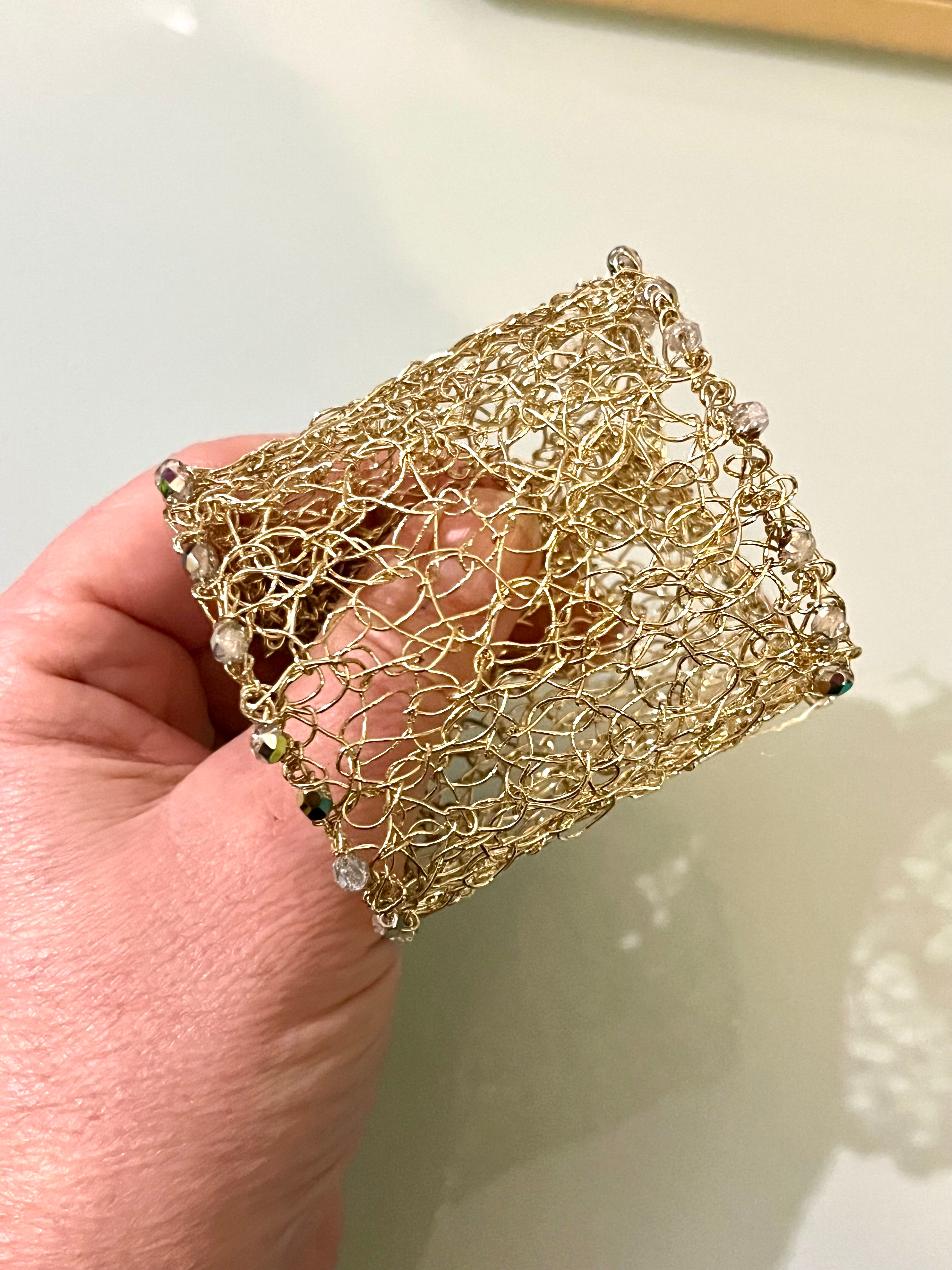 ✨ Metallic Crochet Cuff Bracelet ✨