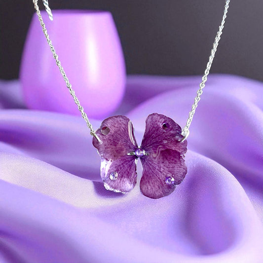 Collier type choker hortensia violet