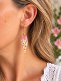 Boucles d’oreilles – Pétales d’Alstroemeria rose & crème