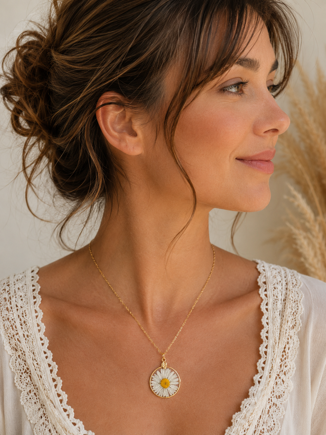 Collier Pâquerette – Fleur naturelle résinée