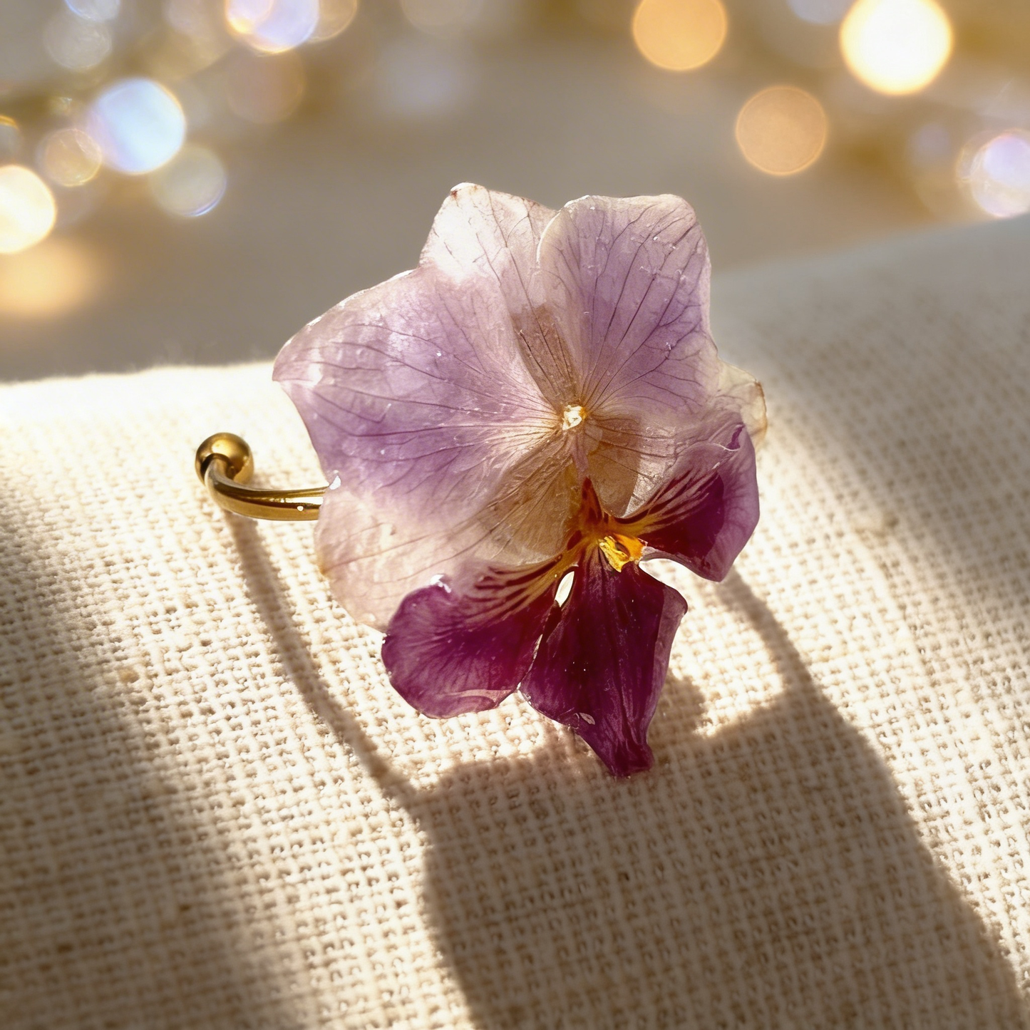 Bague mini orchidée mauve