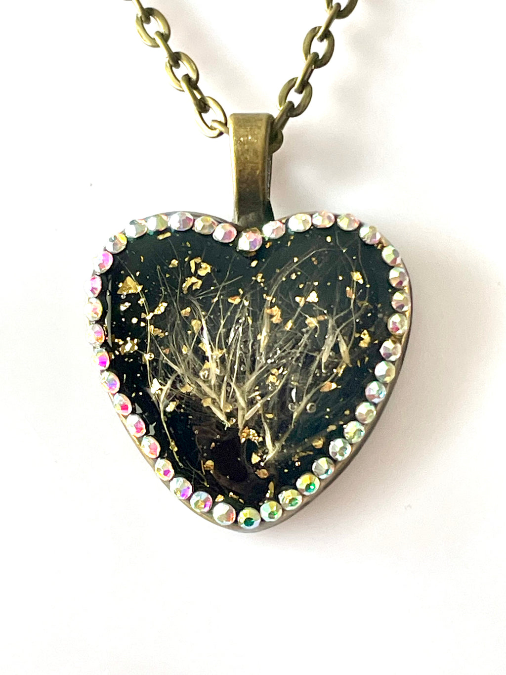 Collier cœur noir Pampa & strass - Aux fleurs de Chloé Collier cœur noir Pampa & strass Collier Collier