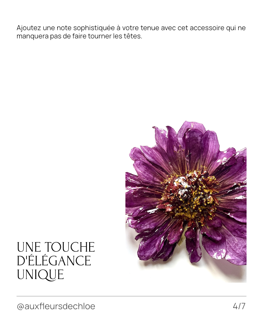 Broche Dahlia Violet en Fleur Naturelle – Bijou Floral 