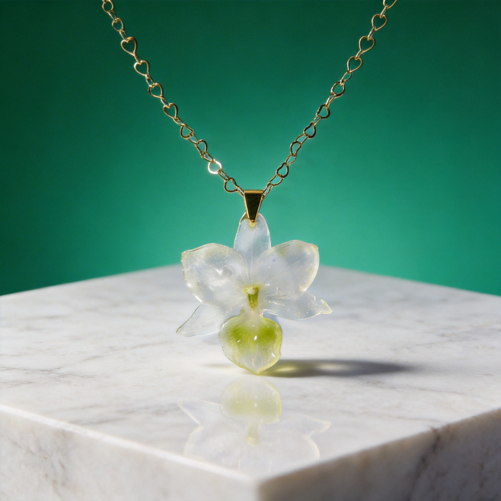 Collier fleur Orchidée Bambou