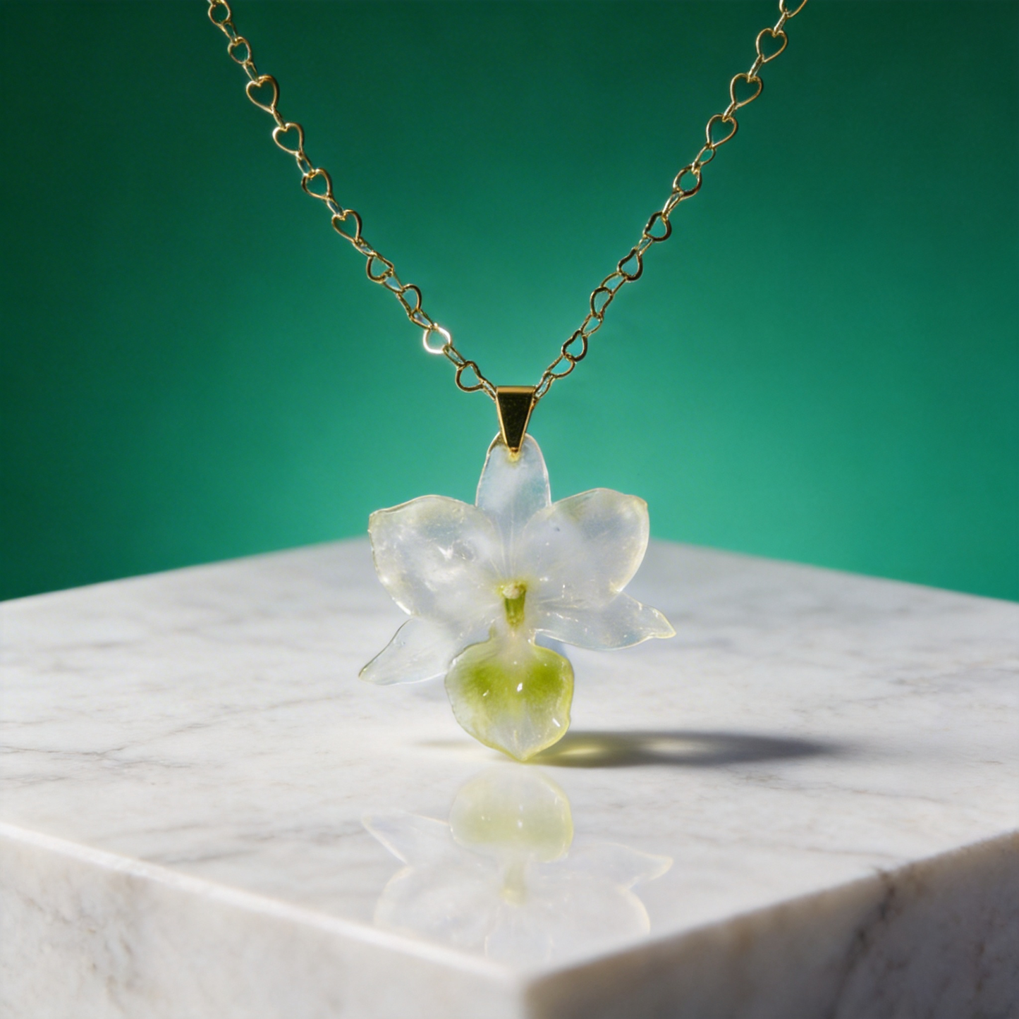 Collier fleur Orchidée Bambou