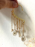 Bijou d’oreille fleurs naturelles, perles et cristal