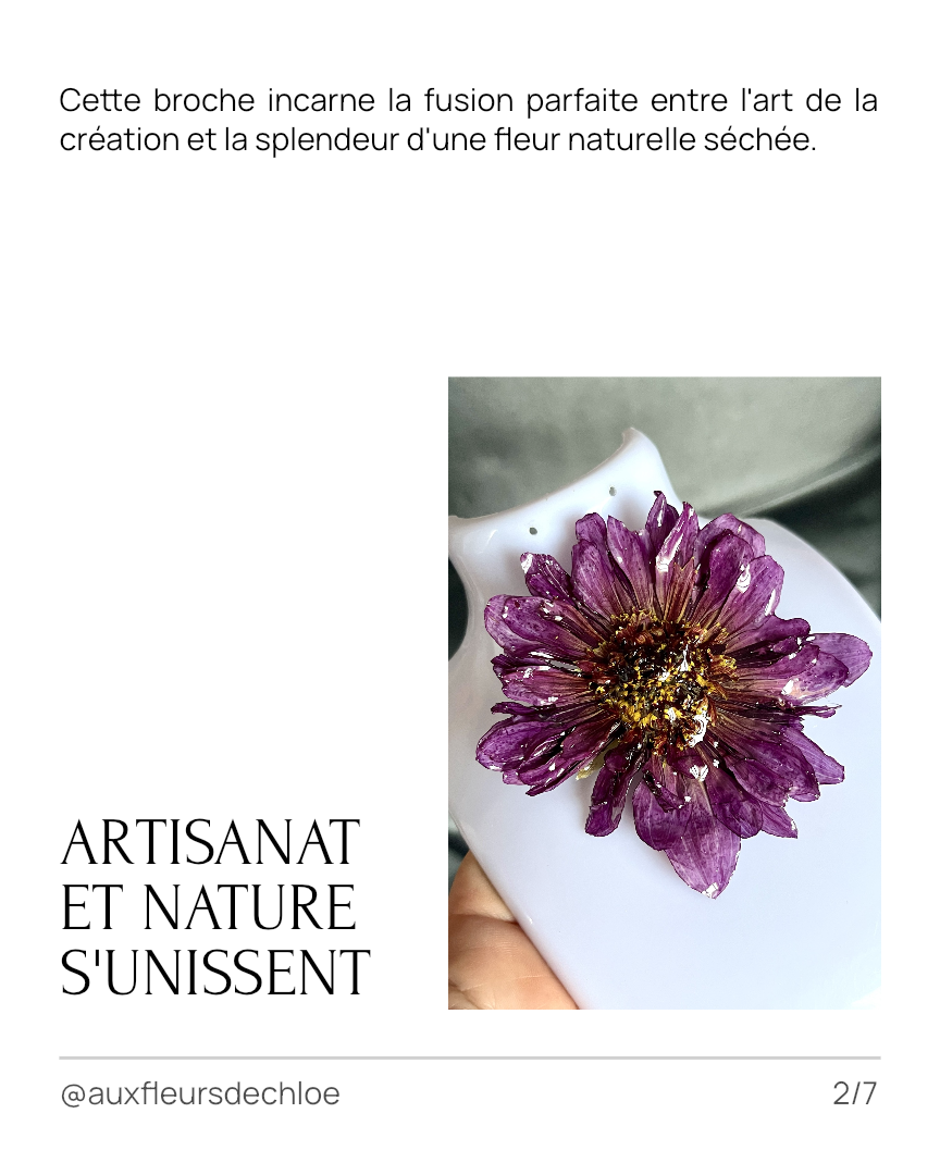 Broche Dahlia Violet en Fleur Naturelle – Bijou Floral 