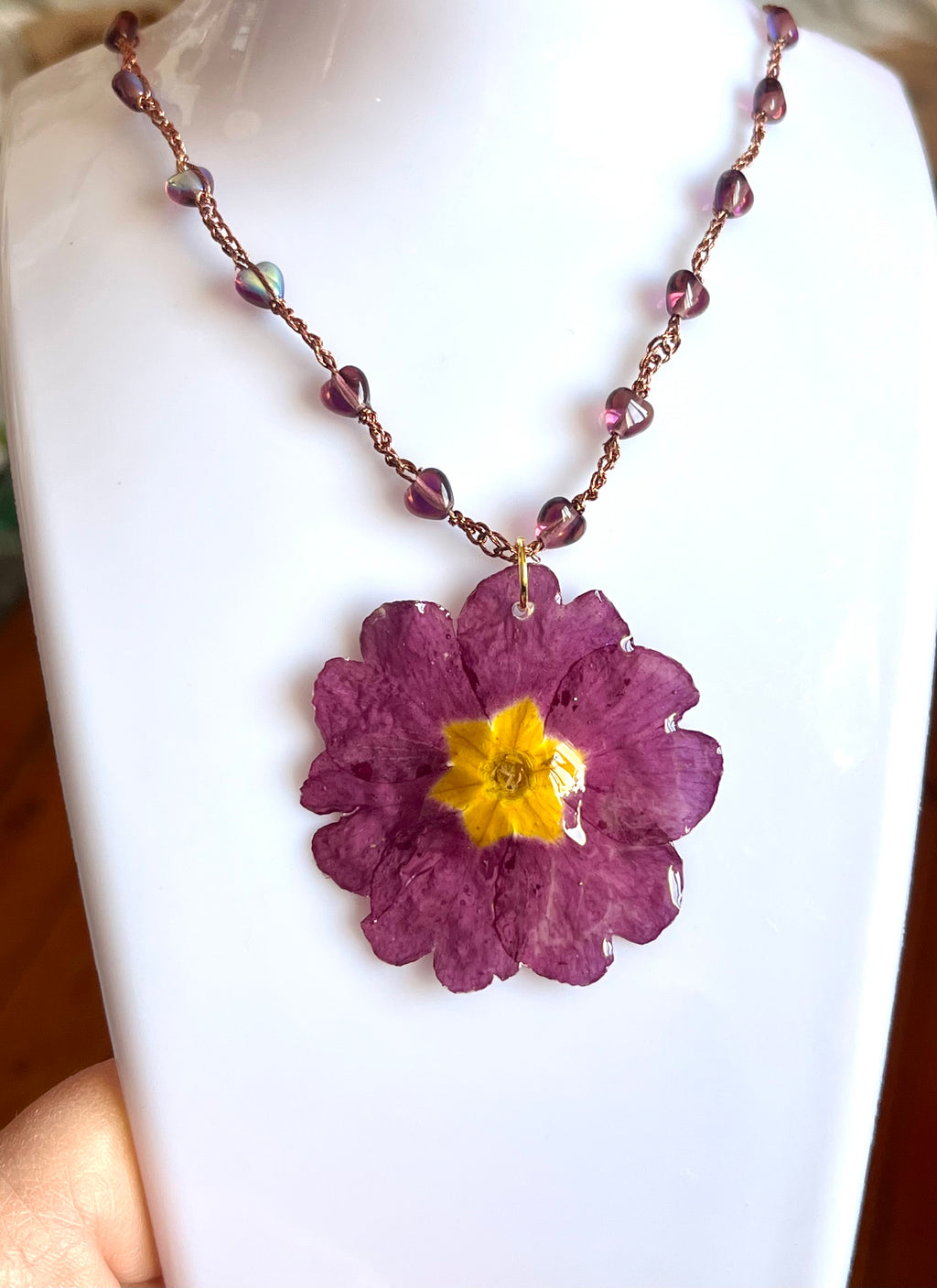 🌸 Collier “Grande Primevère” – Fleur naturelle