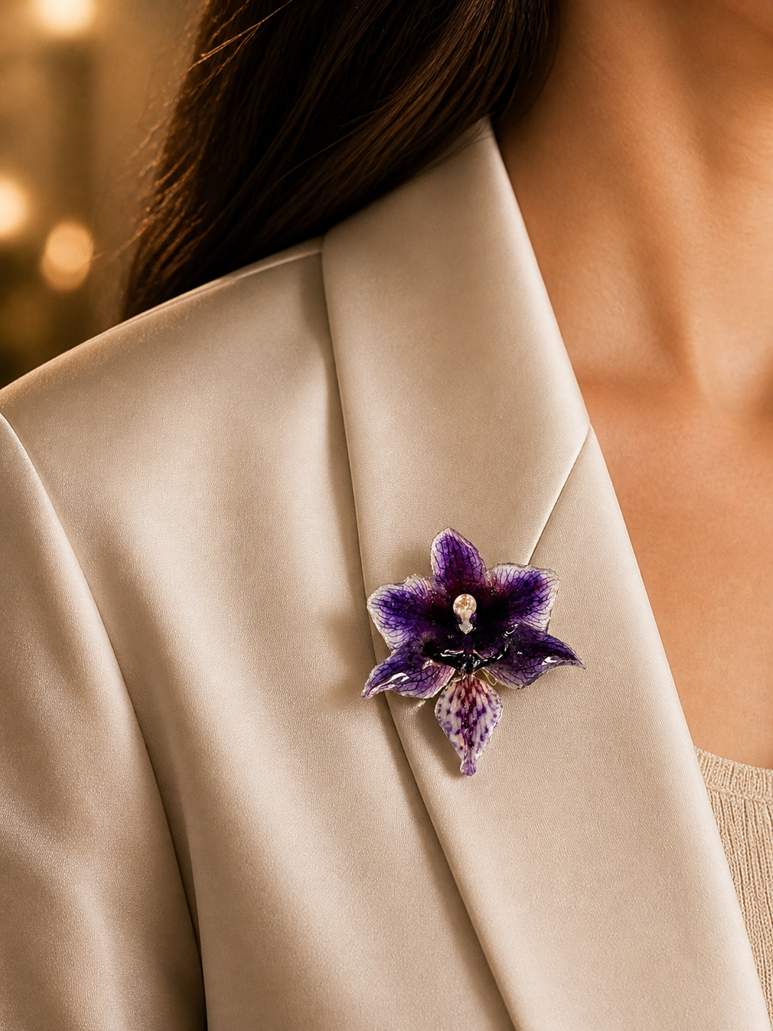 🌸 Pin’s Mini Orchidée Naturelle – Bijou Floral Unique