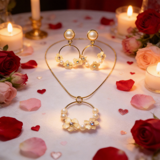 Parure de bijoux fleurs sureau & perles - Aux fleurs de Chloé Parure de bijoux fleurs sureau & perles Parure bijoux Parure bijoux