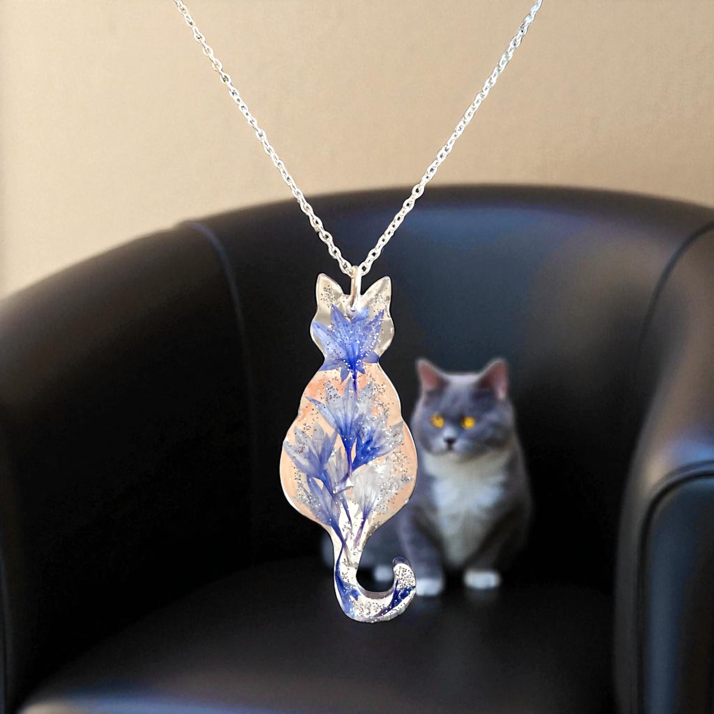 Collier Chat Pétales de Centaurée - Aux fleurs de Chloé Collier Chat Pétales de Centaurée Collier Collier