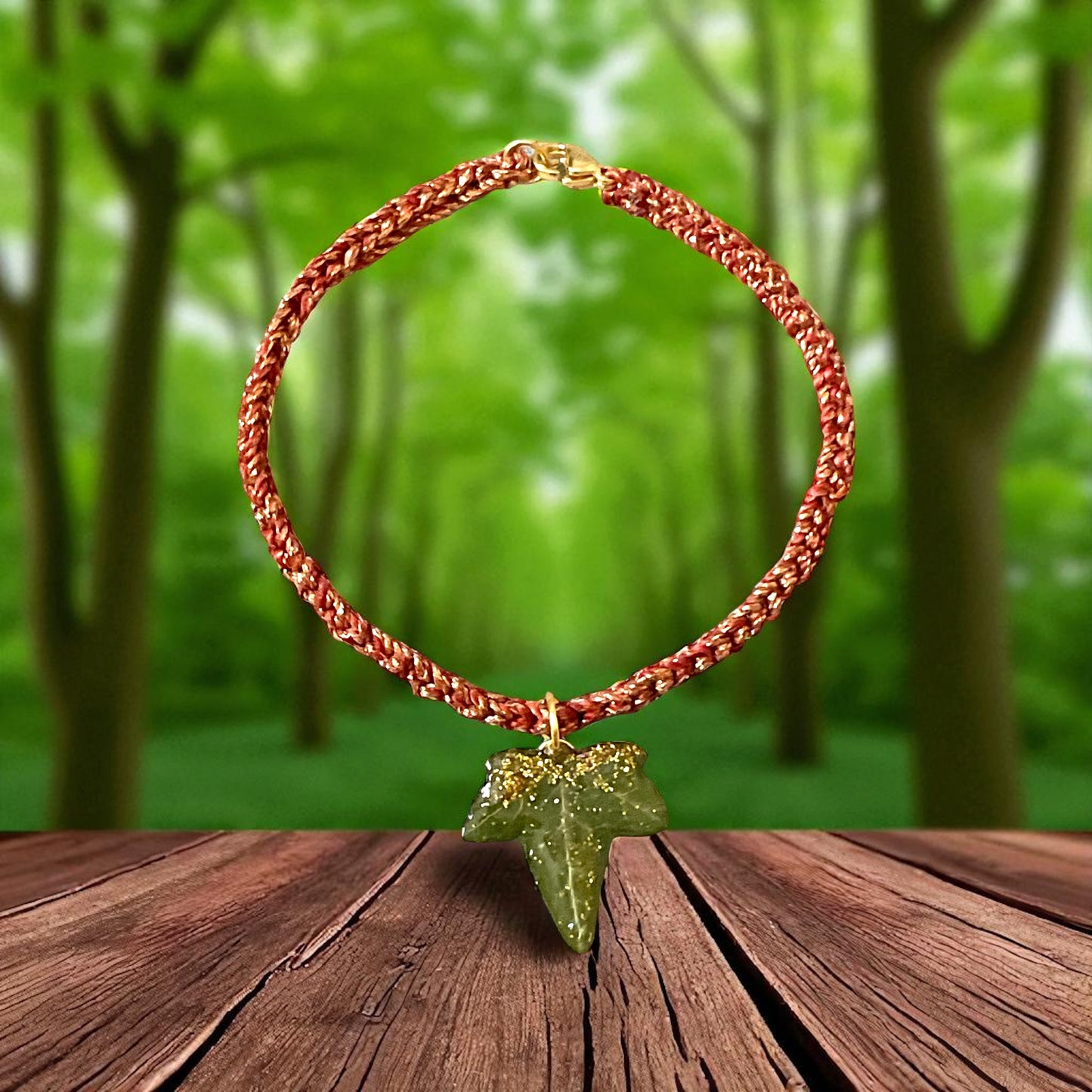 Bracelet cordon fil ciré Lierre