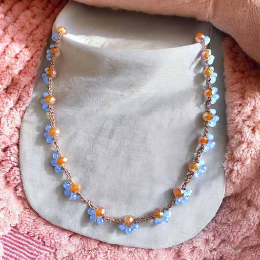 Collier de perles de verre tchèque demies fleurs