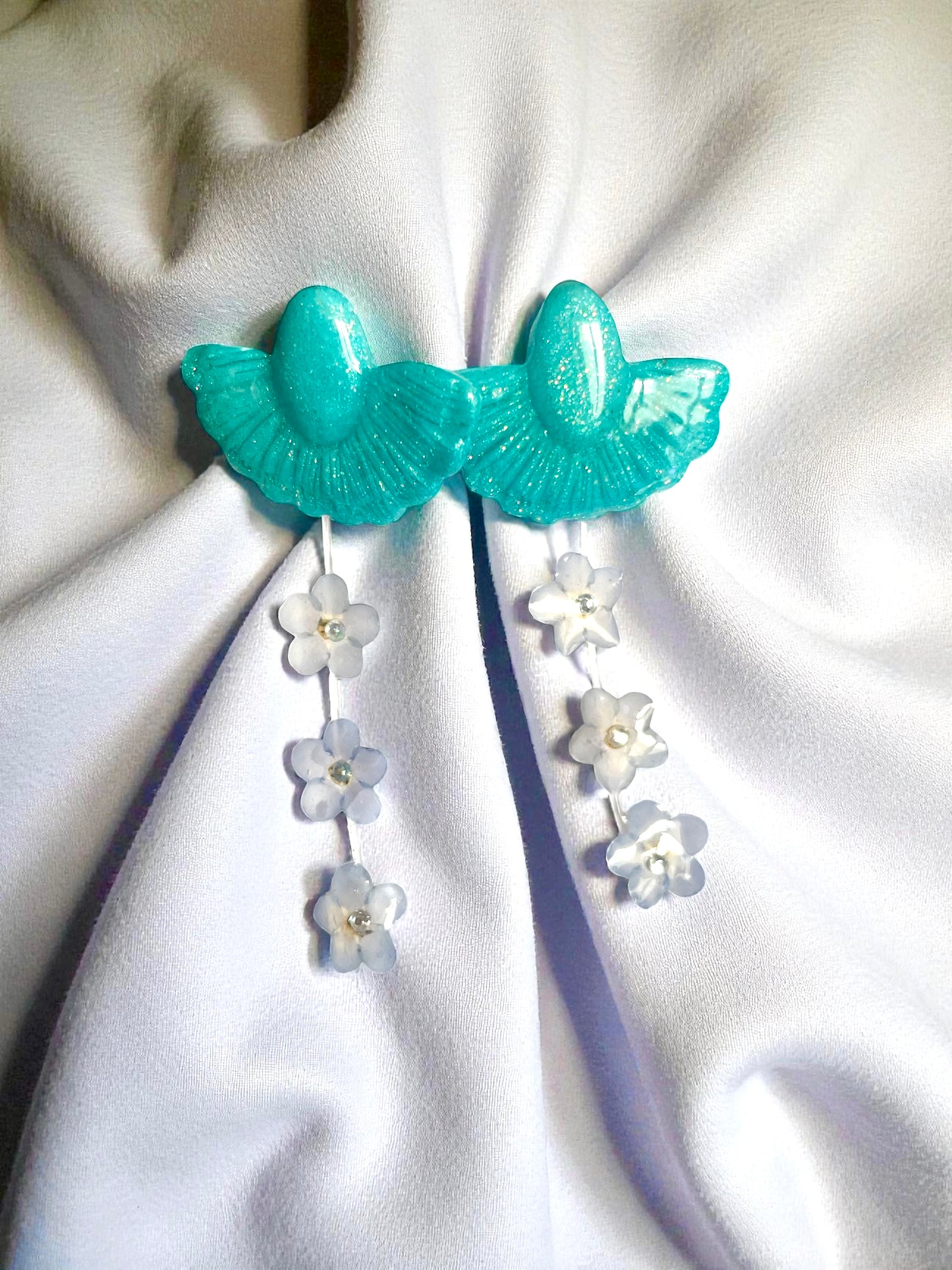 Boucles d’oreilles myosotis & argile polymère