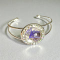 Bracelet manchette Bleuet & strass - Aux fleurs de Chloé Bracelet manchette Bleuet & strass Bracelet Bracelet