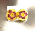Boucles d’oreilles puces fleurs de primevères violettes