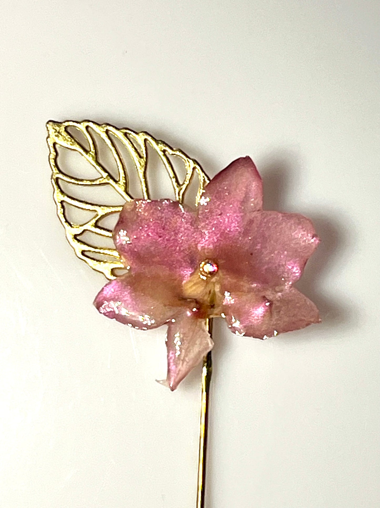 Épingle broche mini orchidée rose