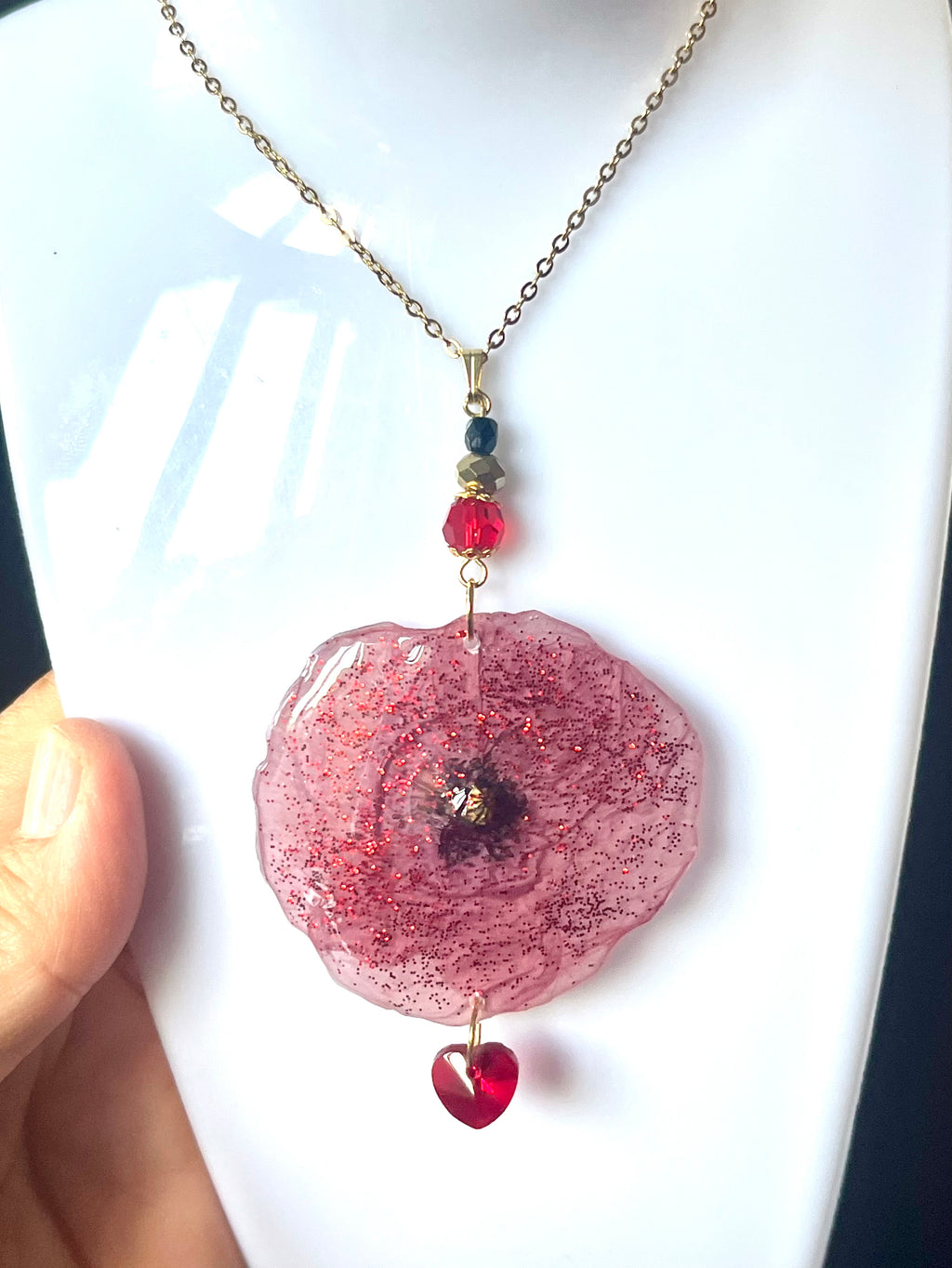 Collier fleur Naturelle - Éclat de Coquelicot