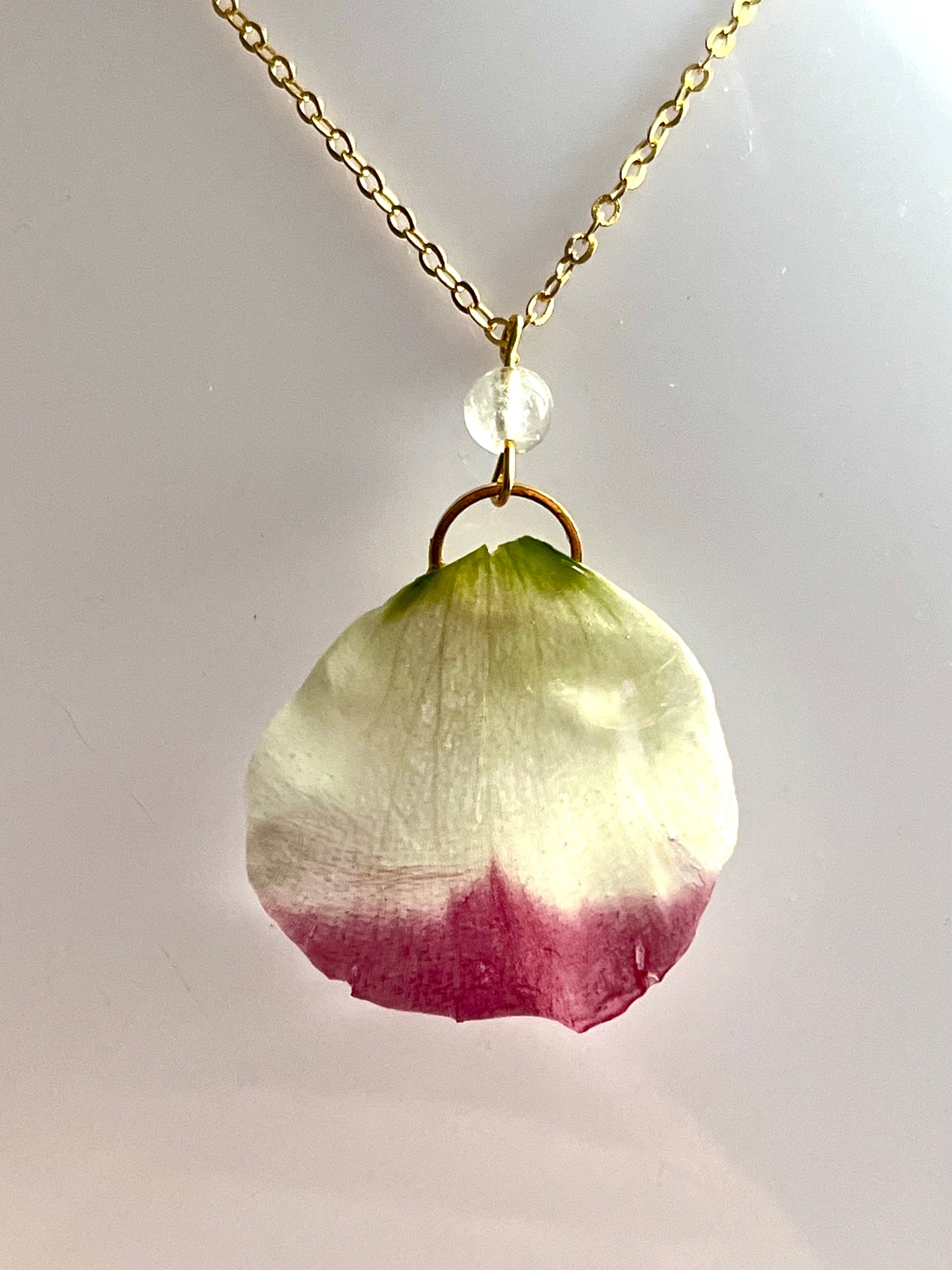 Collier pétale de Lisianthus & perle de citrine