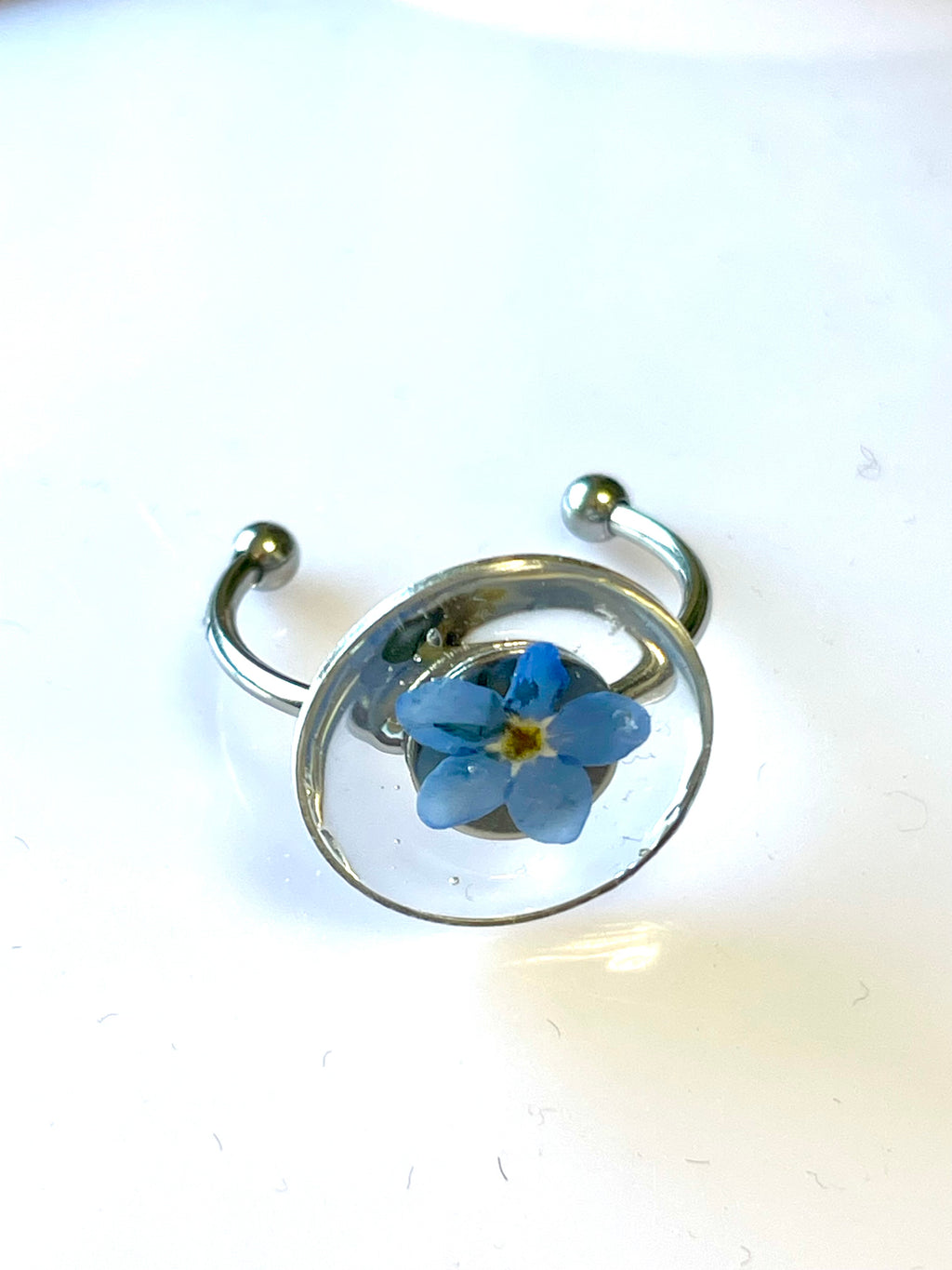 Bague argentée myosotis - Aux fleurs de Chloé Bague argentée myosotis Bague Bague