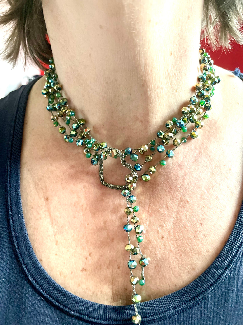 Collier sautoir double rangée de perles et cœur - Aux fleurs de Chloé Collier sautoir double rangée de perles et cœur Collier Collier