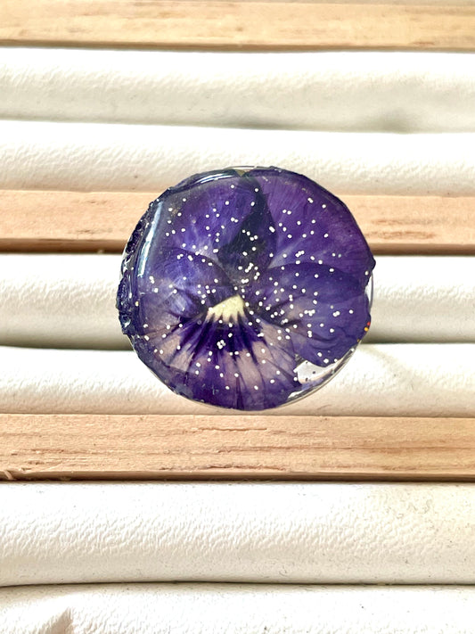 Bague Pensée violette pailletée