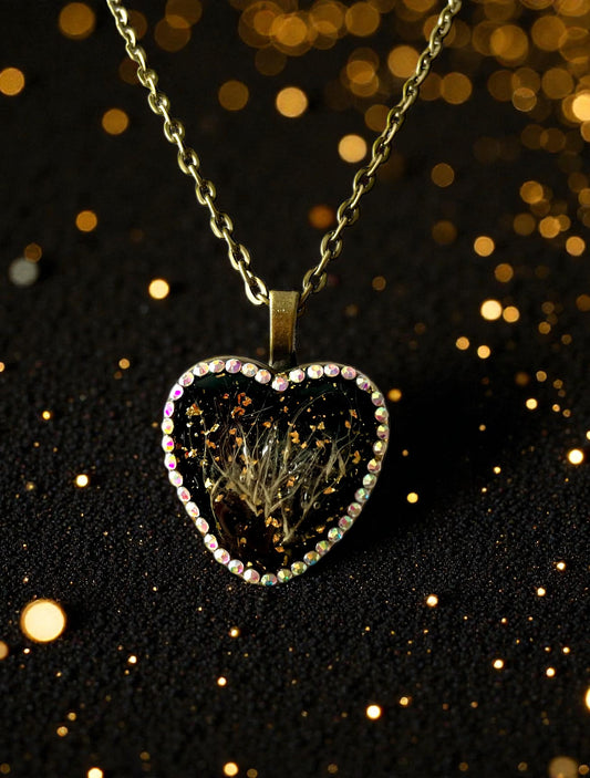 Collier cœur noir Pampa & strass