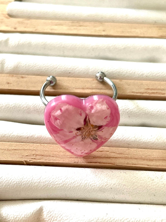 Bague cœur fleur de Prunus