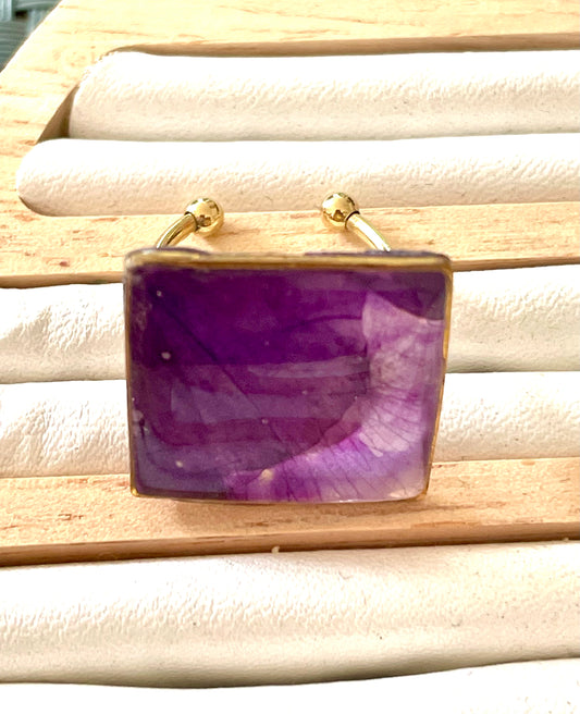 Bague pétales pensée violette