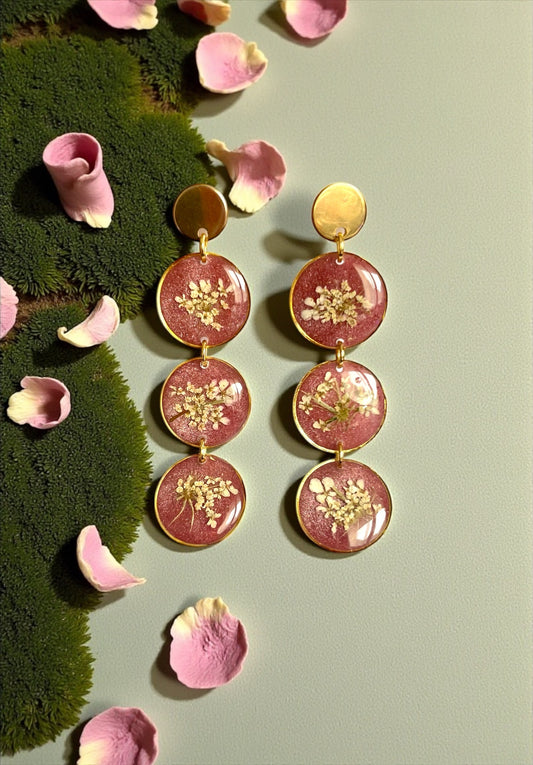 Boucles d’oreilles fleurs de carotte sauvage Malva