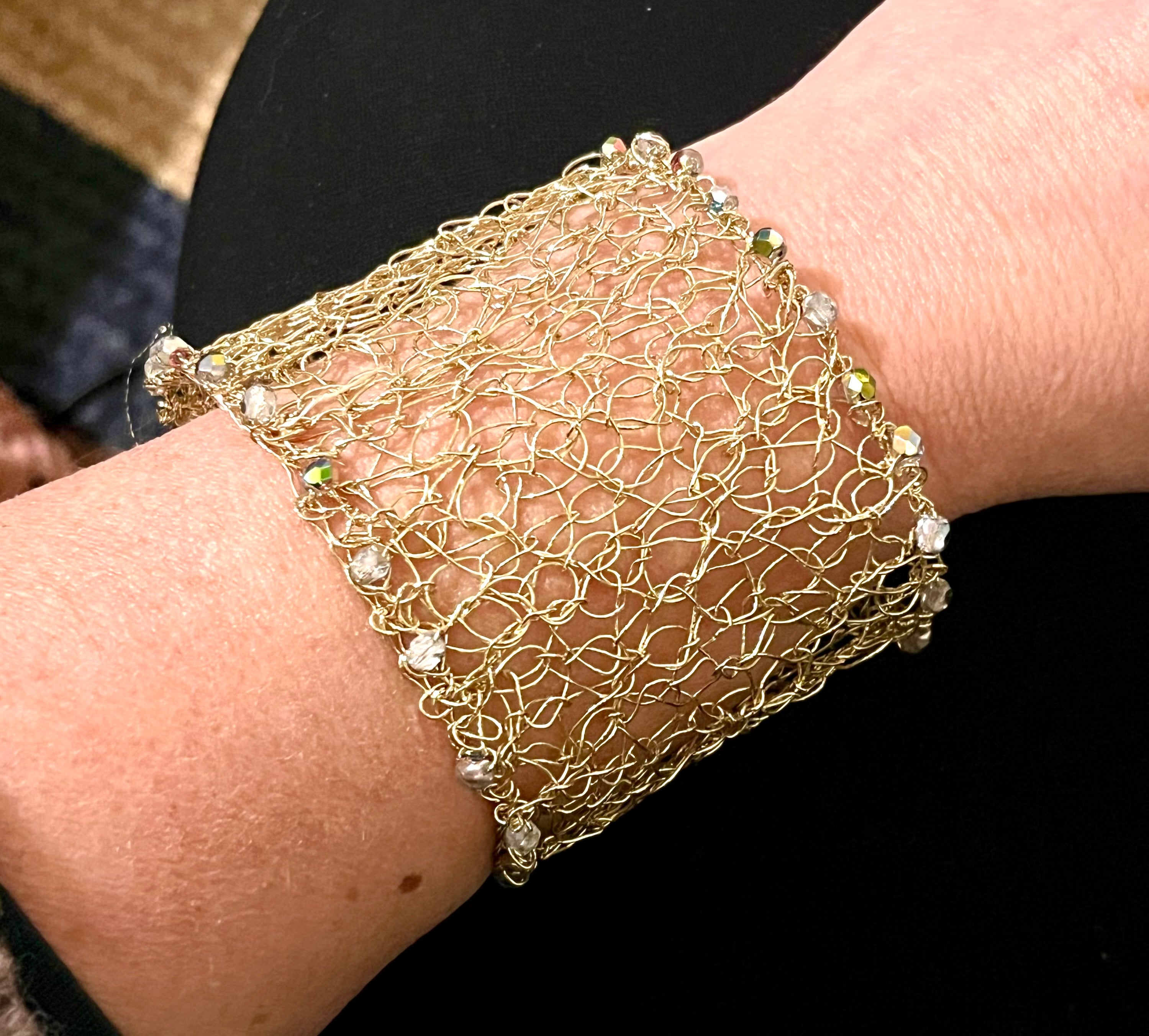 ✨ Metallic Crochet Cuff Bracelet ✨