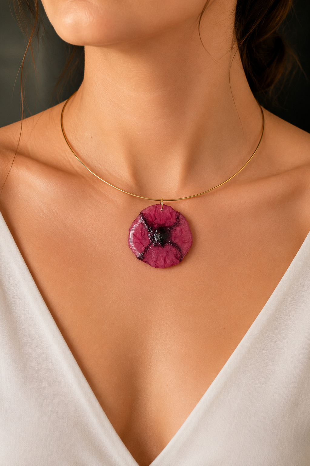 Collier tour de cou Coquelicot