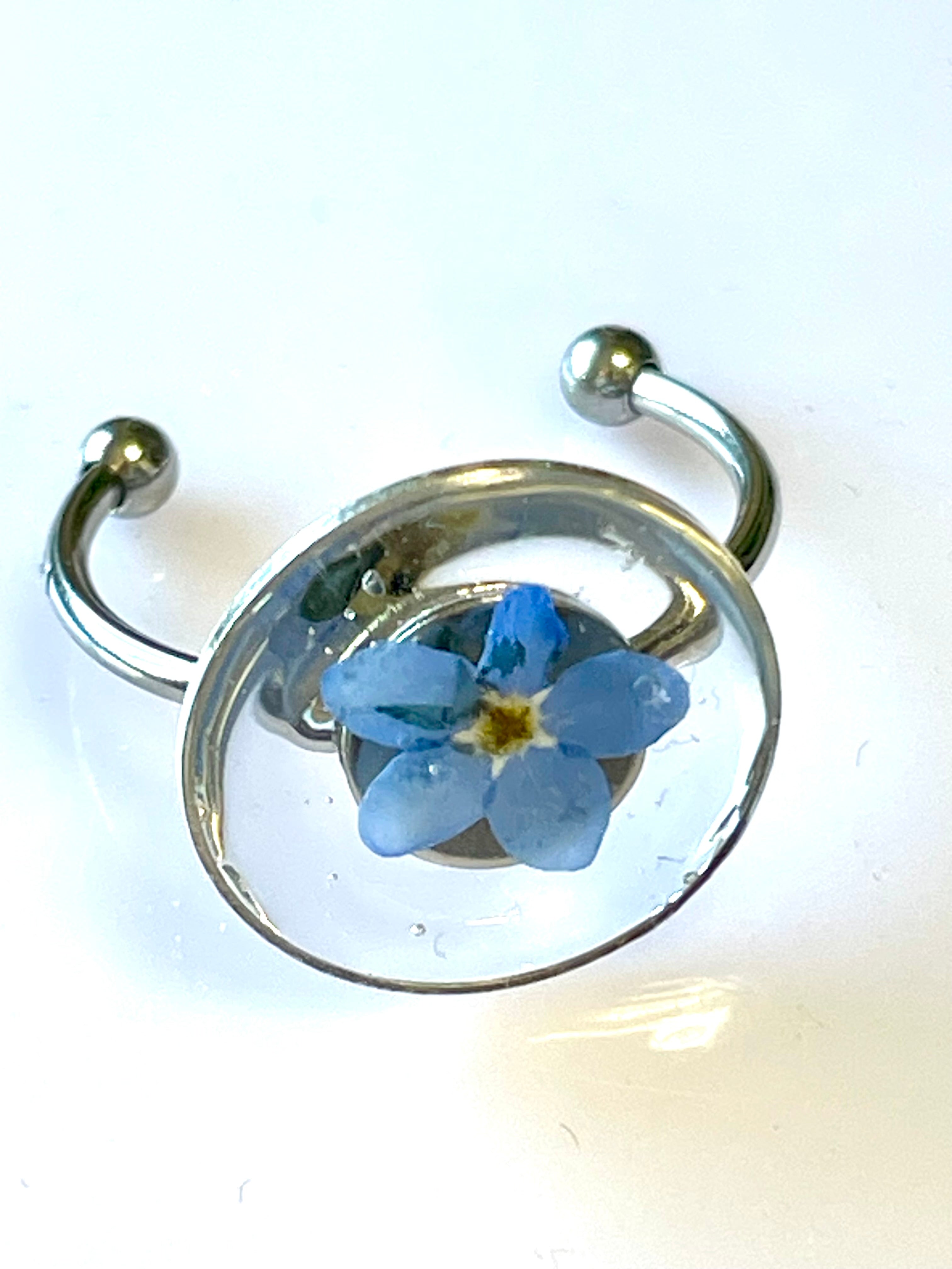 Bague argentée myosotis - Aux fleurs de Chloé Bague argentée myosotis Bague Bague