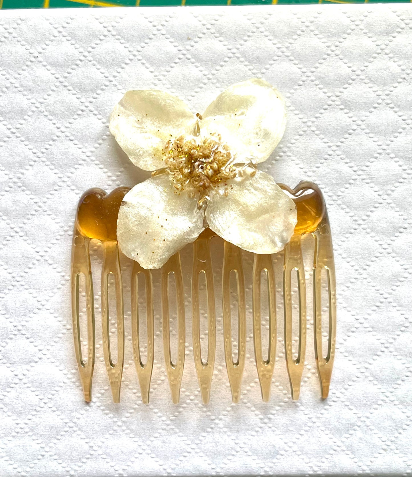 Parure bijoux fleurs de seringat pailletées & zircon