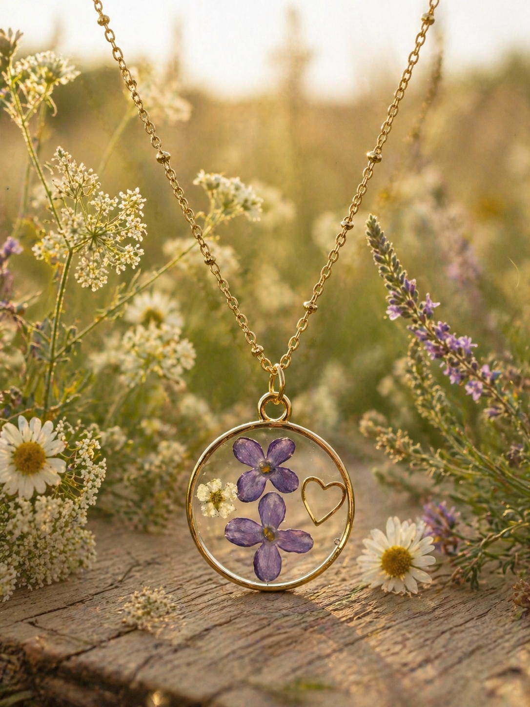 🌿 Collier fleurs de lilas & spirée – Élégance florale intemporelle