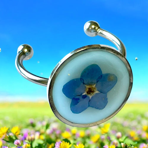 Bague argentée myosotis - Aux fleurs de Chloé Bague argentée myosotis Bague Bague