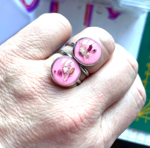 Bague double cabochon fleurs Allium - Aux fleurs de Chloé Bague double cabochon fleurs Allium Bague Bague