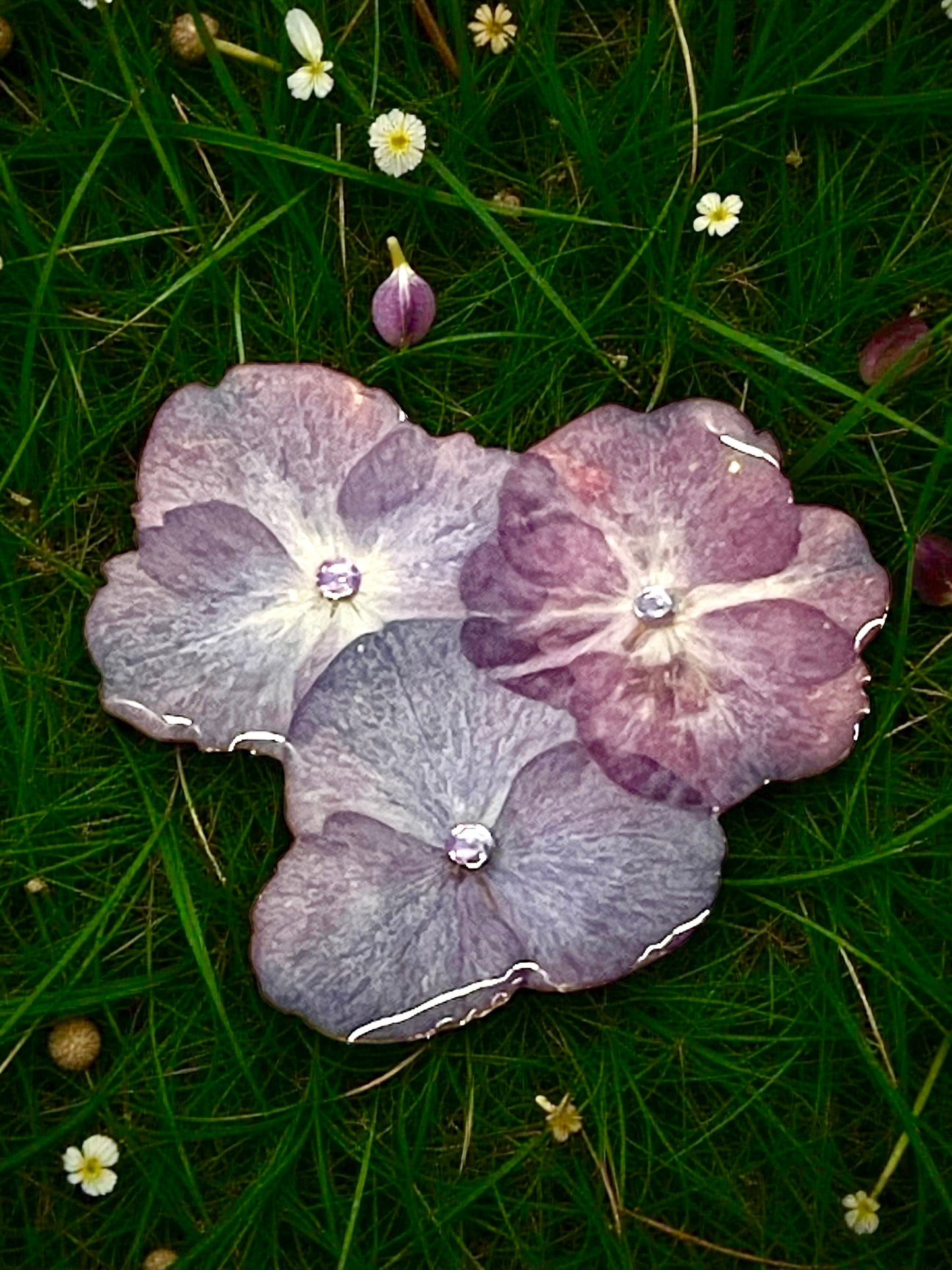 Broche trio hortensias