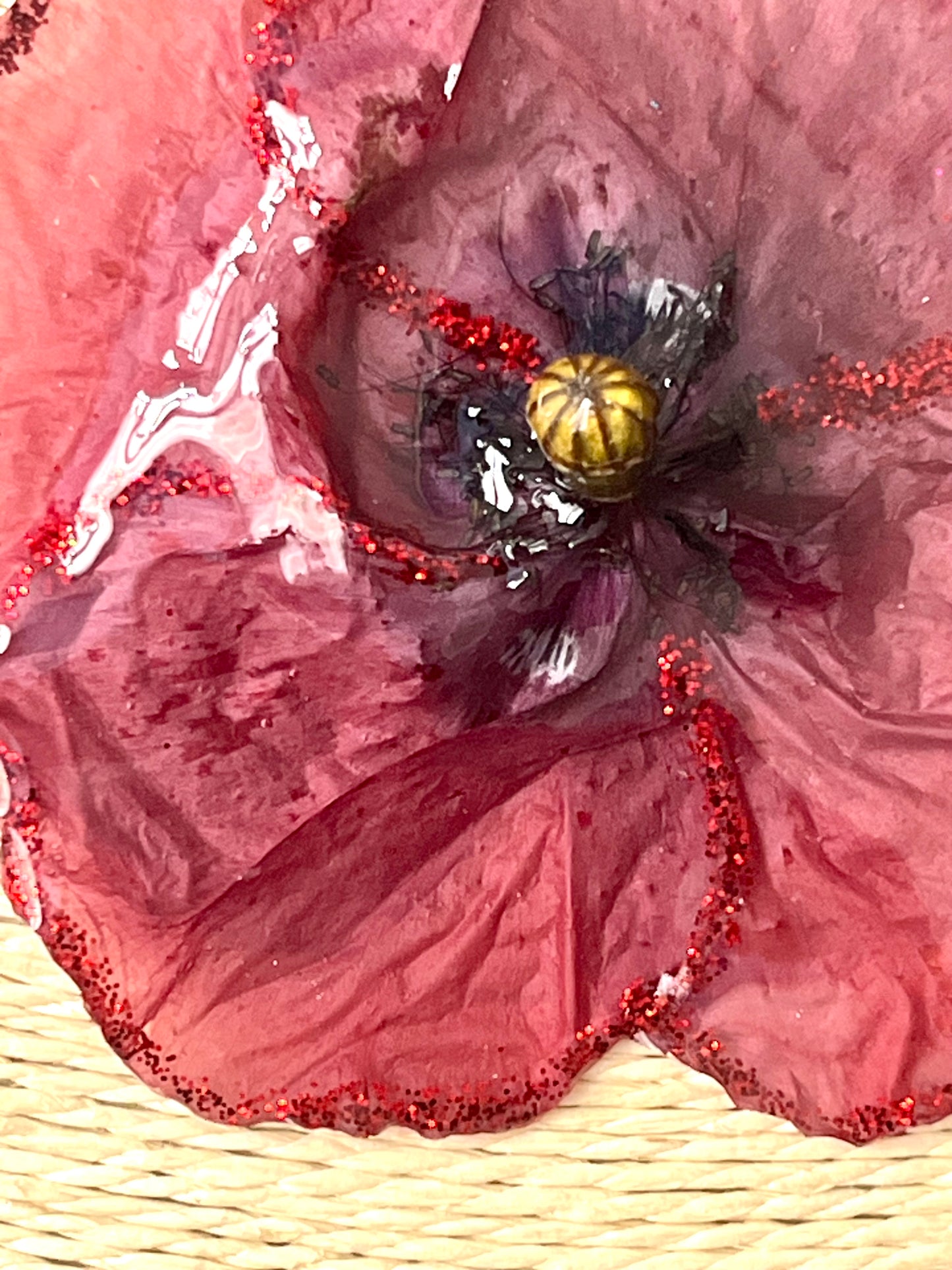 🌺 Collier Coquelicot Naturel – Fleur véritable rouge 🌺