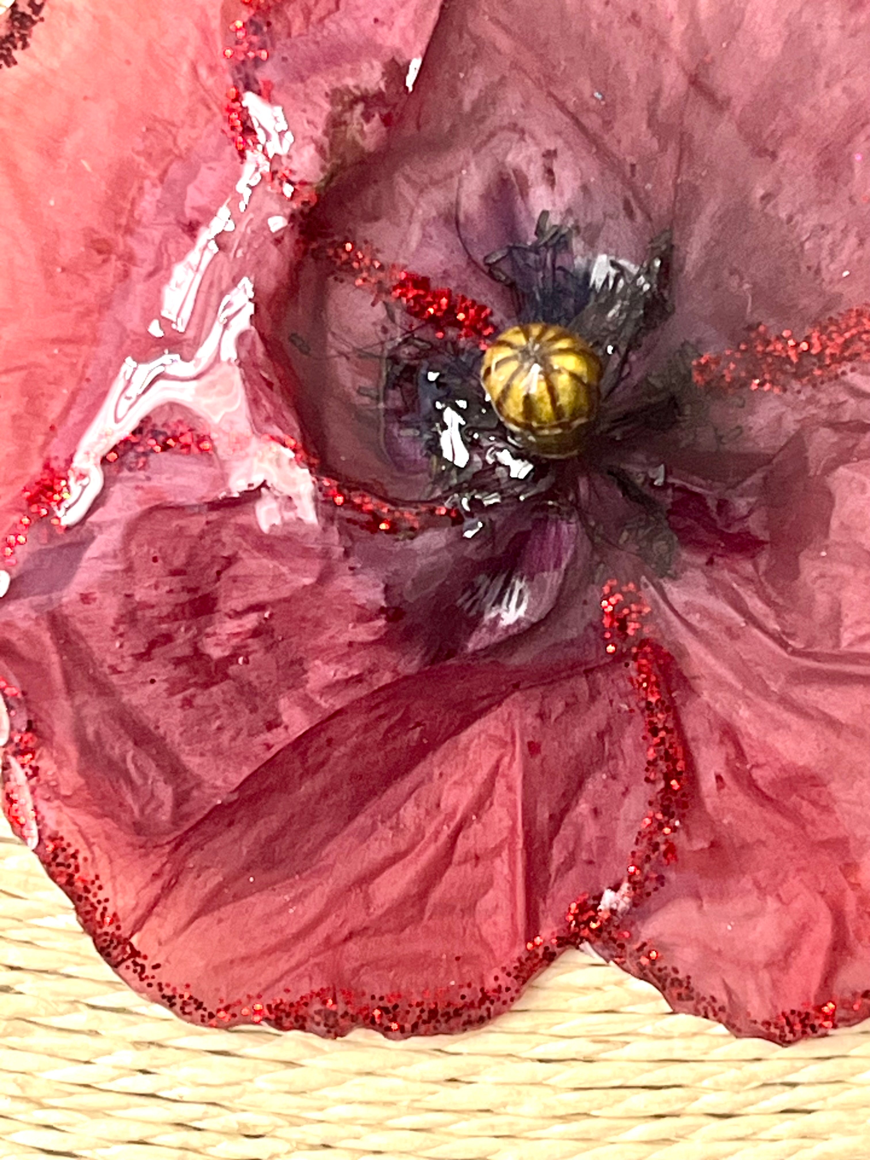 🌺 Collier Coquelicot Naturel – Fleur véritable rouge 🌺