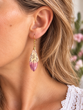 Boucles d’oreilles Alstroemeria Pétale Naturel – Rose & Ivoire