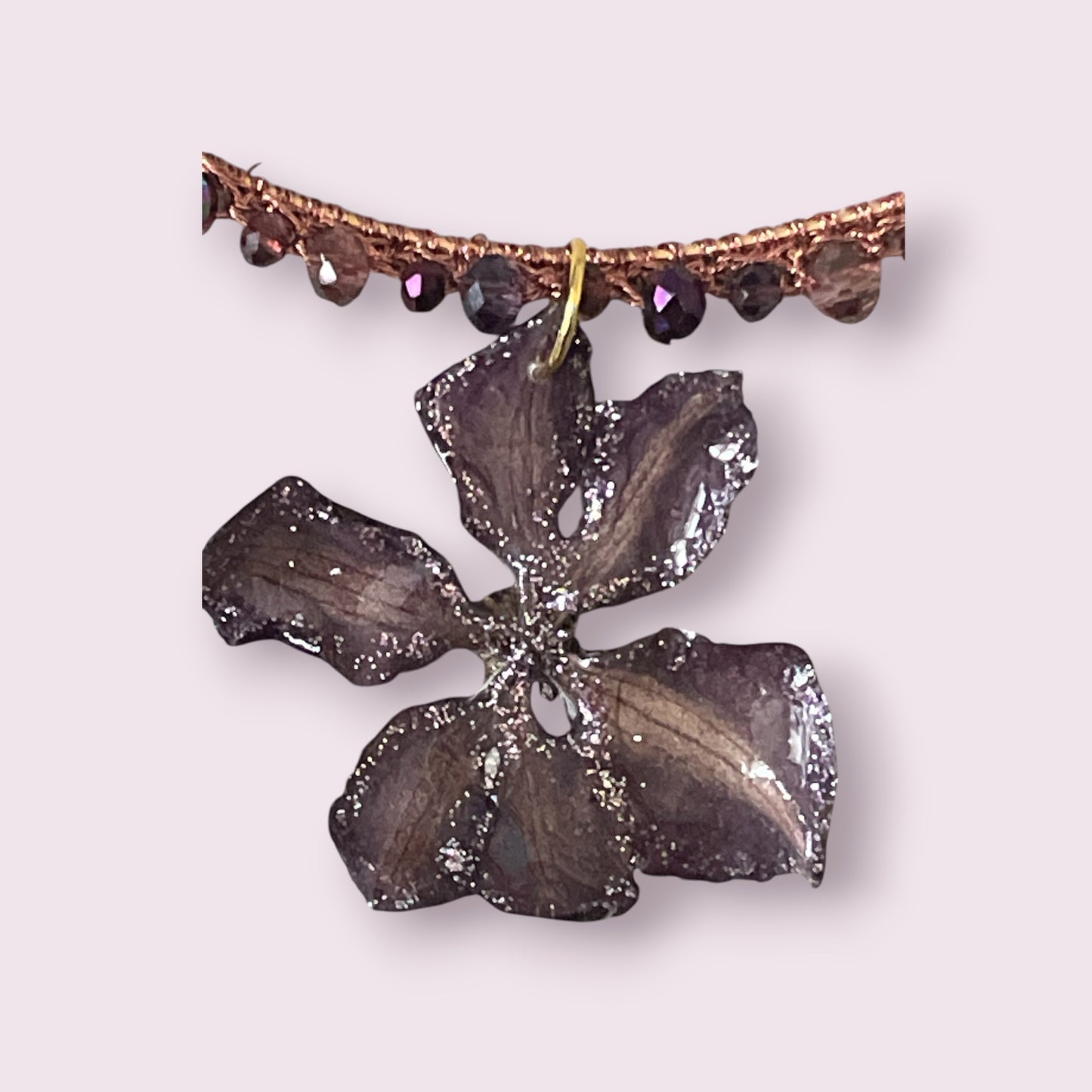 Collier choker Clématite & perles de verre