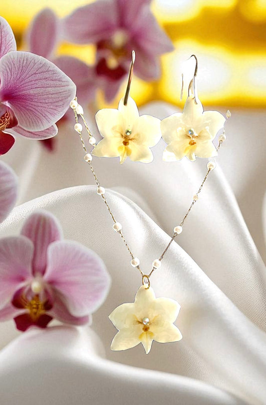 Parure bijoux fleurs Orchidée