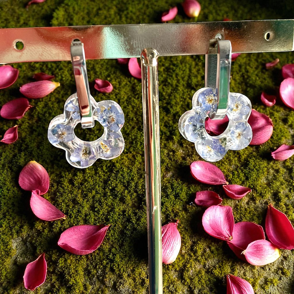 Mini pampilles Myosotis argent - Aux fleurs de Chloé Mini pampilles Myosotis argent Boucles d’oreilles Boucles d’oreilles