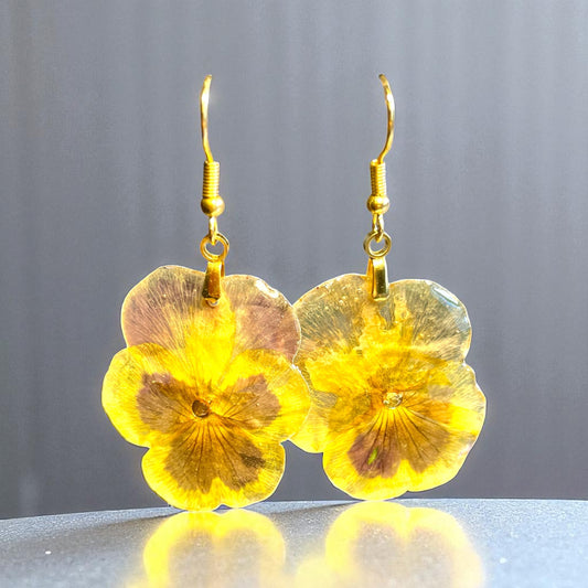 Boucles d’oreilles fleurs de pensées couleurs d’automne