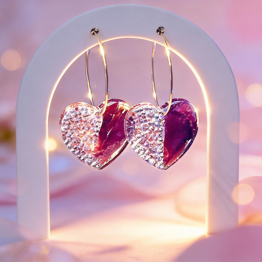 Boucles d’oreilles créoles cœurs de Camélia